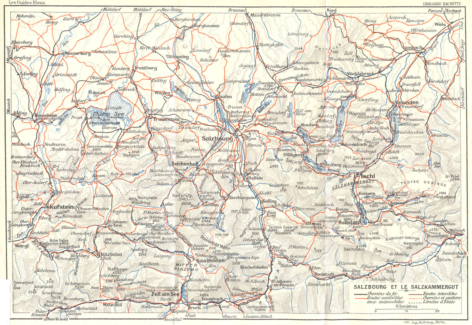 AUSTRIA. Salzburg Salzkammergut 1914 old antique vintage map plan chart